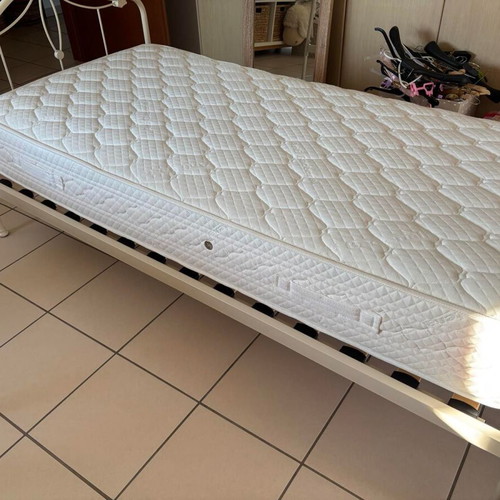 Laura Ashley metal bed 90cm x 190cm with mattresses like new