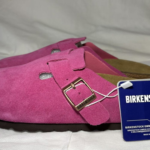 Birkenstock Boston BS Rose Red Suede Clogs brand new with tags