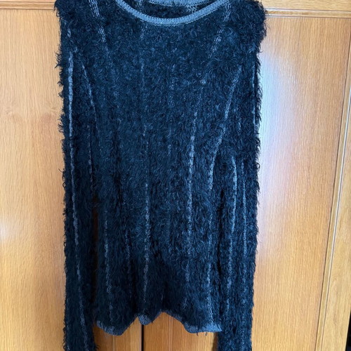 Knitted sweater new with silver thread, black