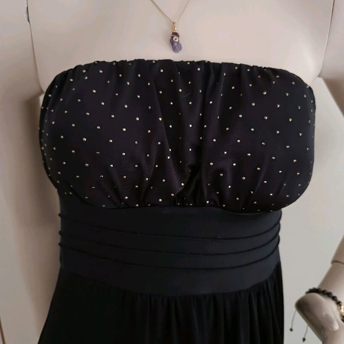 Active Girl evening mini strapless dress like new, black with gold details