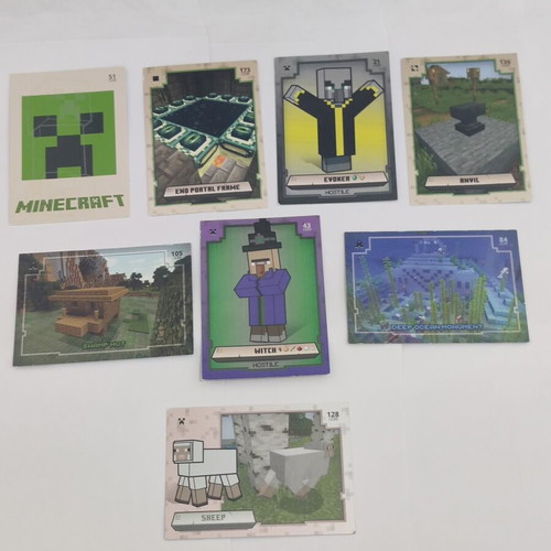 Panini Minecraft Adventure Trading Cards set, 8 cards