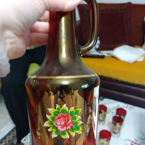 Σετ ποτηράκια λικέρ με καράφα vintage μεταχειρισμένο, 6 τεμάχια