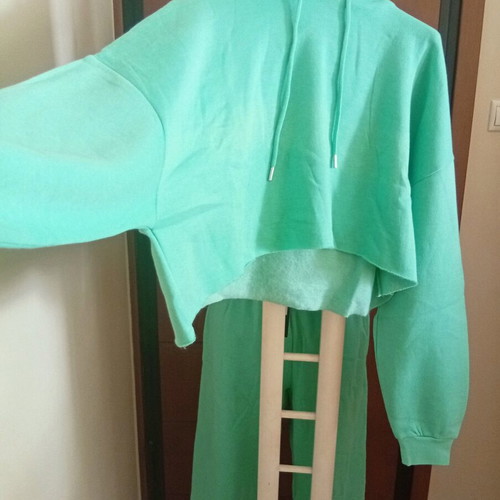 Tracksuit set mint oversized crop hoodie and pants new