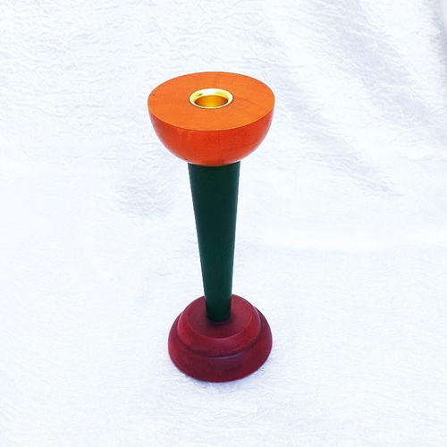Set of 3 wooden salt shaker, pepper mill and candle holder