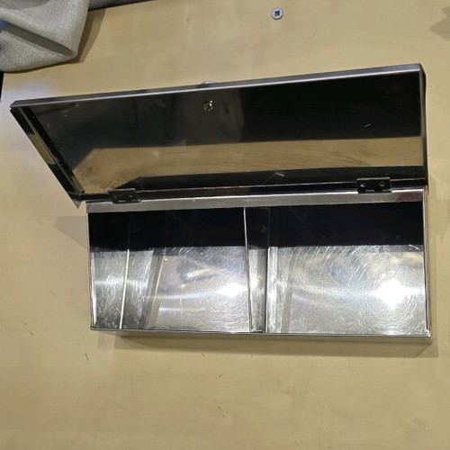 Stainless steel storage box like new with lid and divider