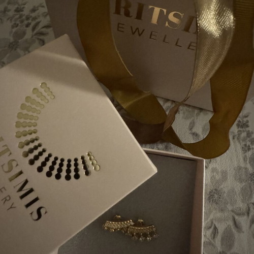 Kritsimis jewelry silver s925 gold-plated earrings with white zircon, new