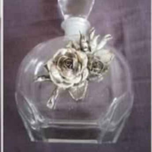 Summer offer !! Vintage crystal decanter with decorative metal flower