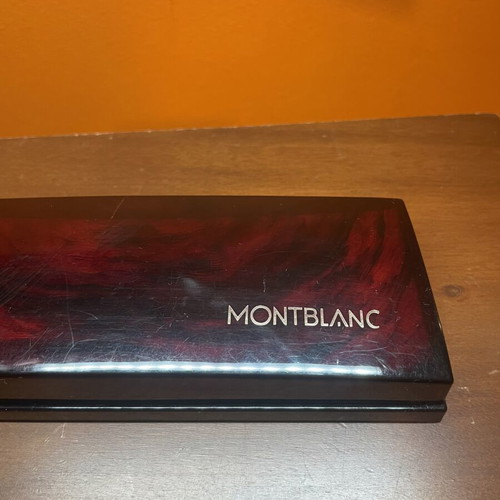 Montblanc vintage pen case with marbled red and black finish