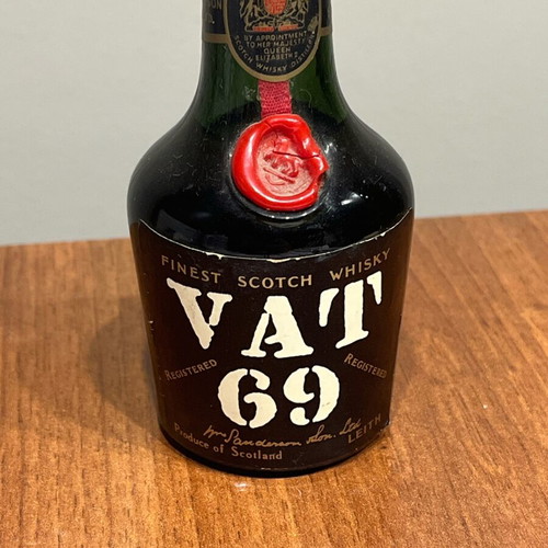 Vat 69 Whisky Miniature vintage sealed and new, 1960s