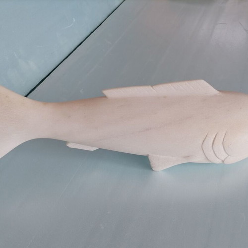 Marble fish used, white Pentelic marble decorative sculpture