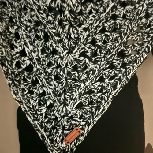 Handmade knitted scarf with hood made to order, black and white