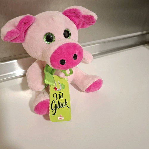 Good Luck plush pig new with horseshoe and ribbon