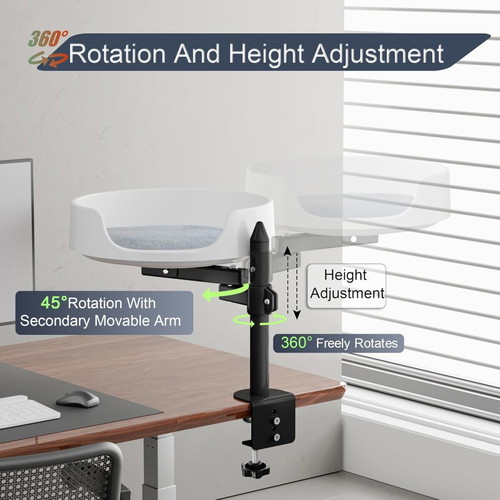 Cat bed for desk new with cushion and adjustable rotation