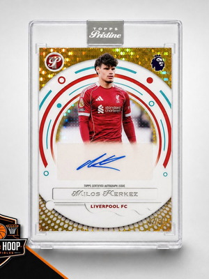 Kerkez Liverpool autograph card numbered 50 from Topps Pristine