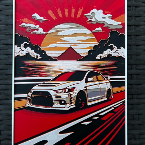3D image Mitsubishi Evo 9 Hueforge new, embossed decor