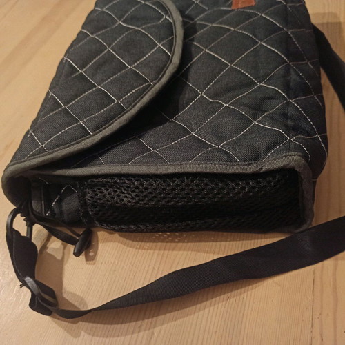 Baby bag Moni like new, black with stitching and mesh pockets