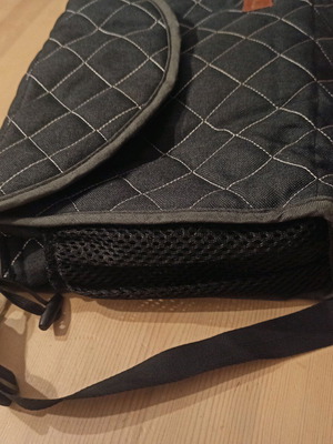 Baby bag Moni like new, black with stitching and mesh pockets