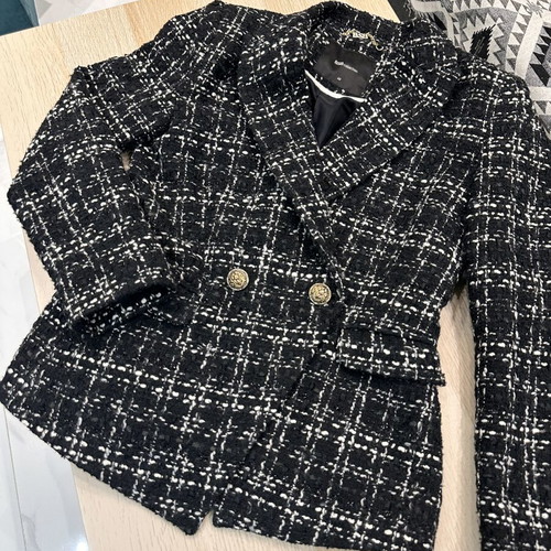 BSB Collection tweed jacket black and white with gold buttons like new, size 40