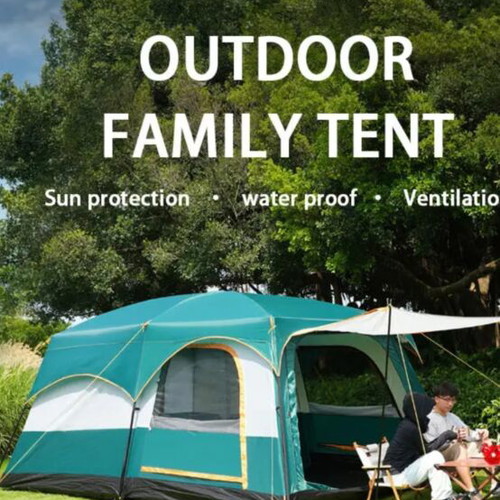 Family camping tent new, two-room with mesh windows, 4x3.05x2.1m