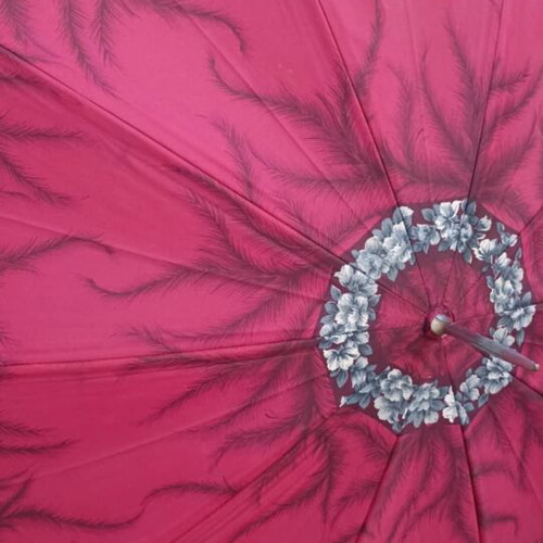 Vintage umbrella used with case and wooden handle