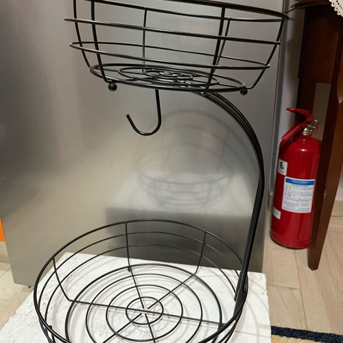 Metal double fruit basket like new, 2-tier, black