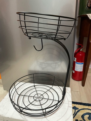 Metal double fruit basket like new, 2-tier, black