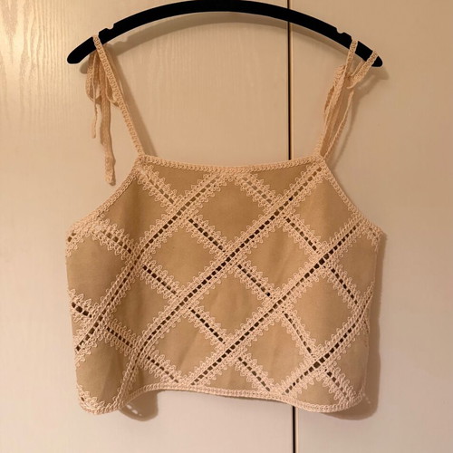 Zara Patchwork strappy top, beige, size L