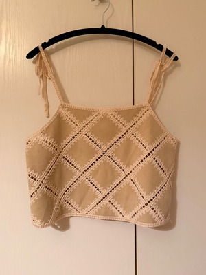 Zara Patchwork strappy top, beige, size L