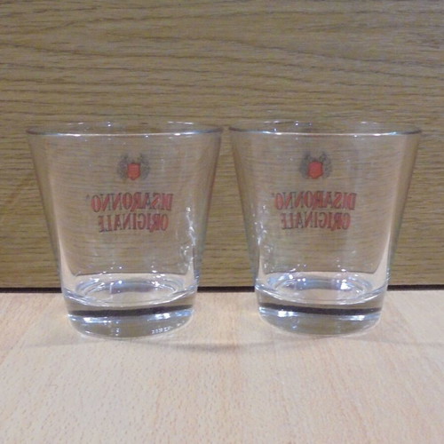 Disaronno Amaretto promotional set of two old glasses like new