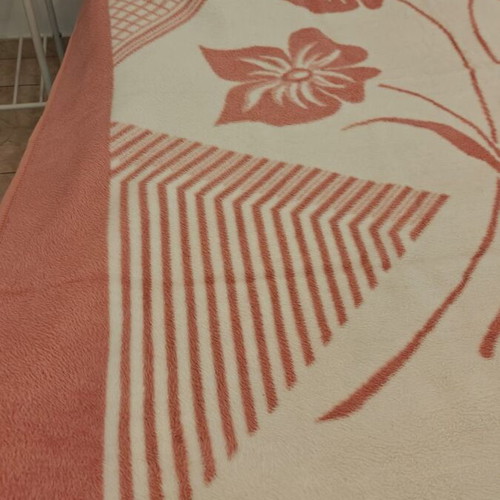 Vintage Naoussa blanket used, soft texture, large floral design