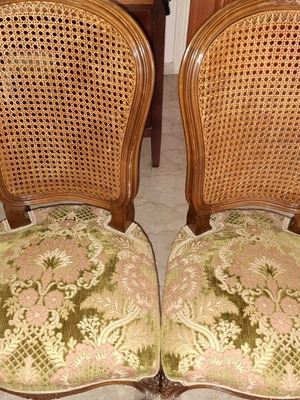 Living room chairs used, set of 2 with woven back and fabric