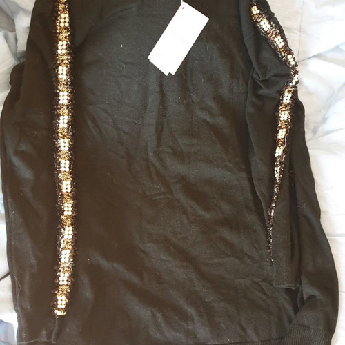 Women's blouse new with pearls, black, size XL