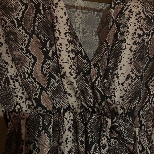 Animal print satin dress like new, airy with asymmetric hem