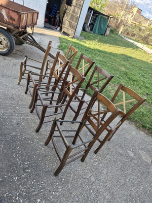 Wooden café chairs used, pack of 8 without seats