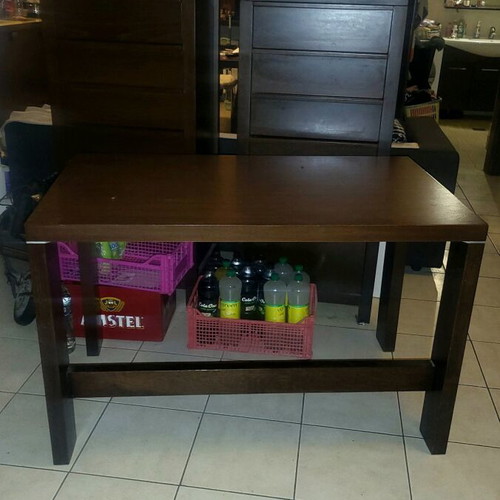 Solid wood office desk used, dark chocolate color