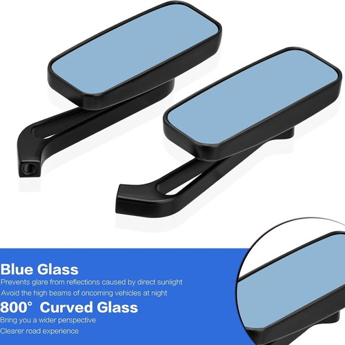 LKV Universal Motorcycle Mirrors with 8mm and 10mm Adapters for Harley and More