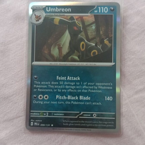 Pokémon Umbreon Prismatic Evolutions Holo card mint condition