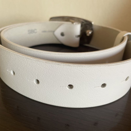 Leather belt white, almost like new, size 95 cm