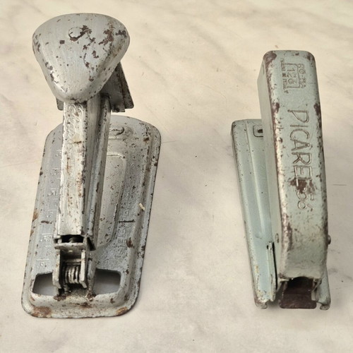 Vintage staplers set used, 2 metal office staplers