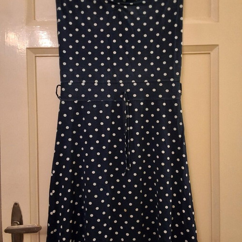Blue polka dot dress used with elastic top, size S