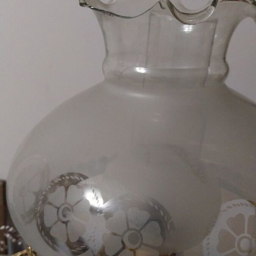 Vintage aluminum table lamps with handpainted designs, set of 2