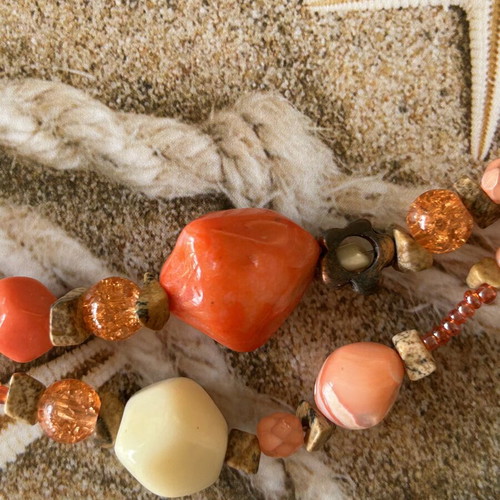 Summer coral necklace with stones like new