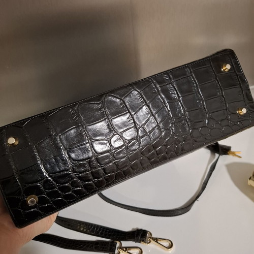 L.Credi vintage handbag and shoulder bag, genuine cow leather, black