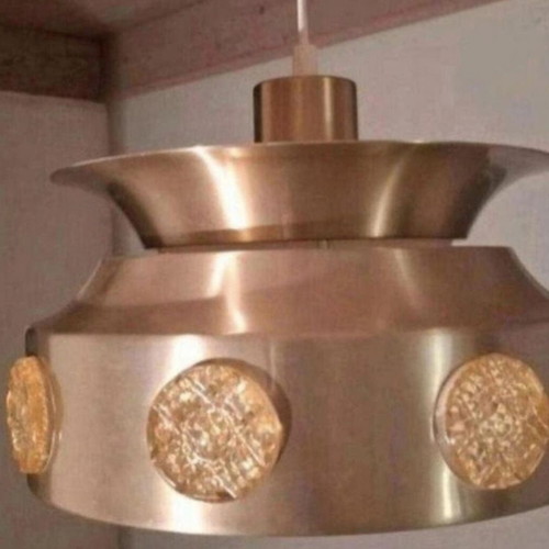 Vitrika vintage brass pendant lamp, Denmark, E27 fitting