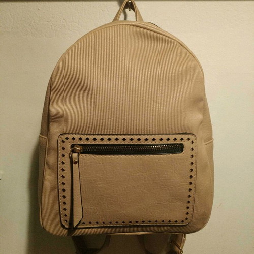Cotle women's beige backpack new with front faux leather pocket