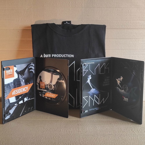 Burn Energy Drink T-shirt and DVD set collectible, new
