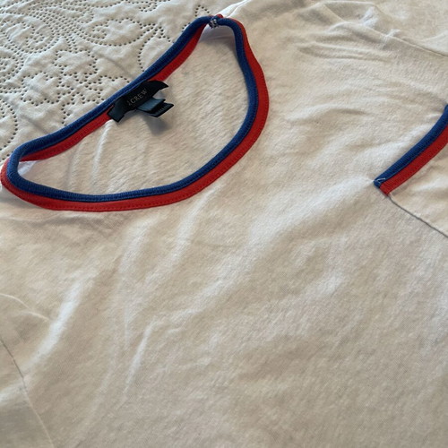 Jcrew women's t-shirt used, size M, white with blue and red details