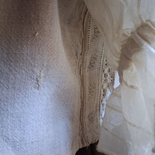 Vintage traditional corset blouse used, size L, beige