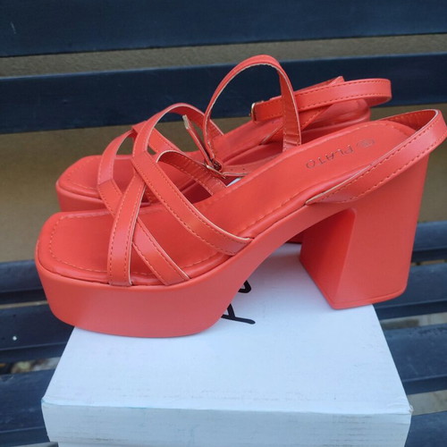 Orange platform sandals new size 38 with thick heel