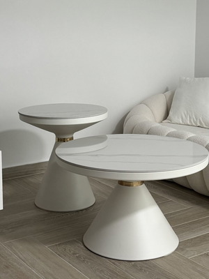 Set of 2 white marble coffee tables like new